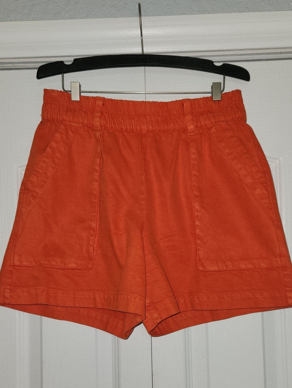 Women's Elastic Waist Orange Casual Shorts